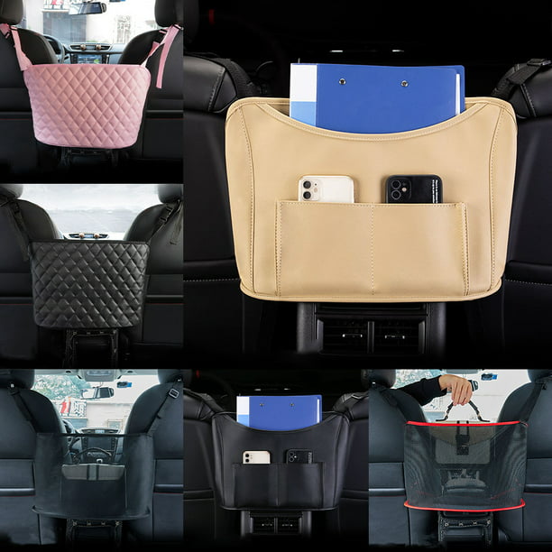 1x Car Seat Back PU Leather Organizer Bag Multi-use Interior Tidying Storage Bag 